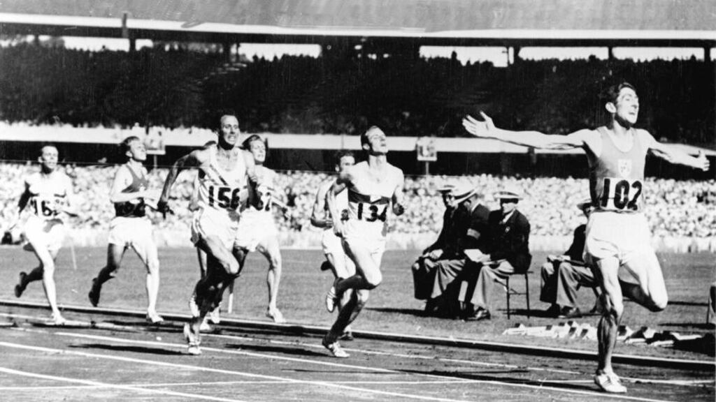 Ronnie Delany of Ireland wins the 1500m at the Melbourne Olympic Games of 1956, three years previous he won the Irish schools 800m. Photograph: IOC/Allsport.