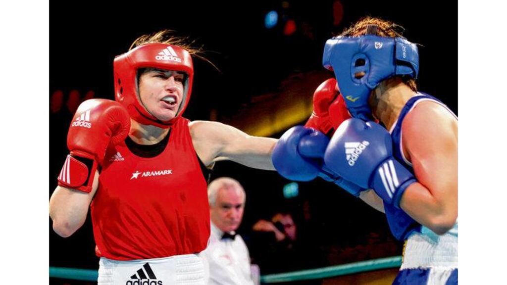 Katie Taylor on her way to defeating Maike Klueners last Sunday night in Dublin. photograph: inpho