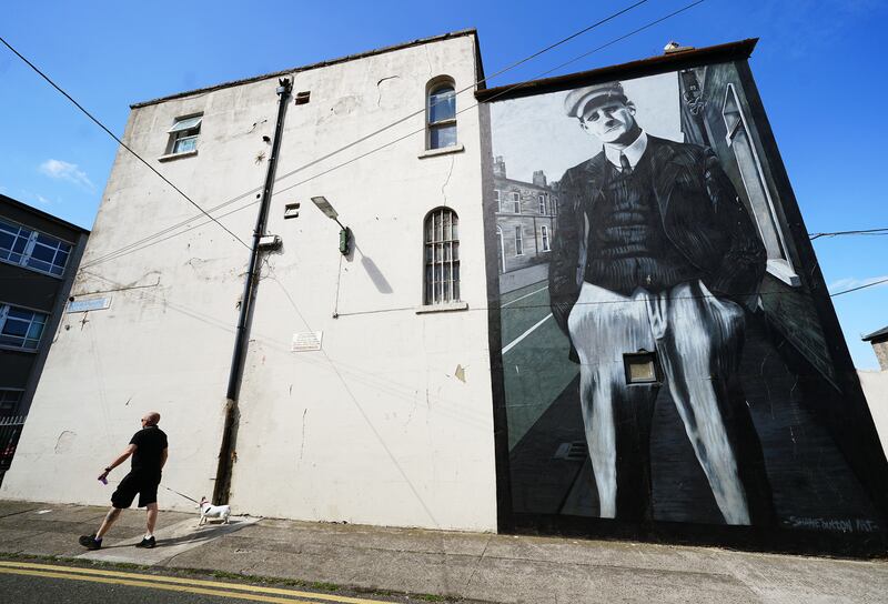 A mural of James Joyce by Shane Sutton Art on Richmond Street North in Dublin. Photograph: Brian Lawless/PA