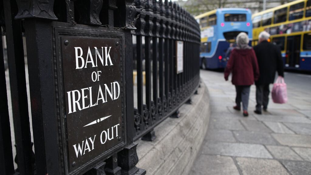 Banks were among the biggest losers, with AIB tumbling 8.94 per cent to €1.14 while Bank of Ireland declined 7.81 per cent to €1.86. Photograph: Peter Muhly/AFP