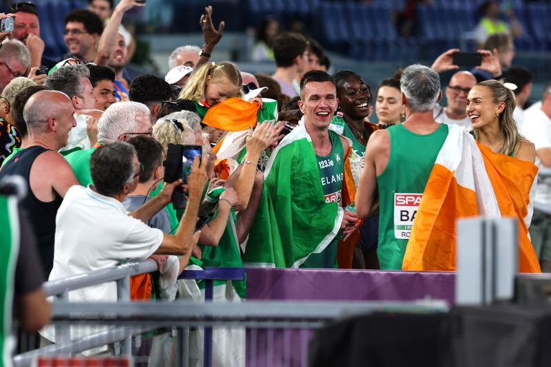 Enjoying the moment with Irish supporters. Photograph: Morgan Treacy / Inpho