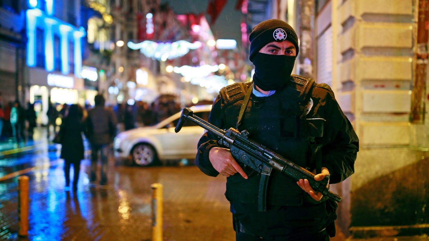 Turkish police on security detail in central Istanbul’s Istiklal Avenue, the city’s main shopping street, on  December 31st, 2016. File photograph: Emrah Gurel/AP Photo