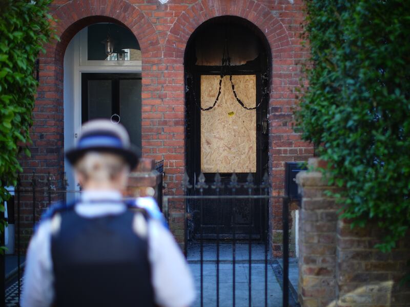 A view of the entrance to Keir Starmer's house in Kentish Town, north London, after a suspected arson attack in May. Photograph: James Manning/PA Wire