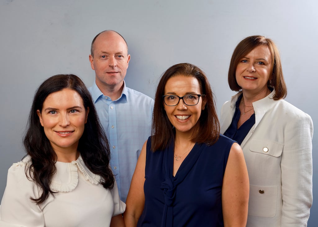 Azets Ireland's outsourcing associate director Avril Shortt, chief executive Neil Hughes, outsourcing director Jennifer Kelly and head of business services outsourcing Susan Wylie. Photograph: Azets Ireland
