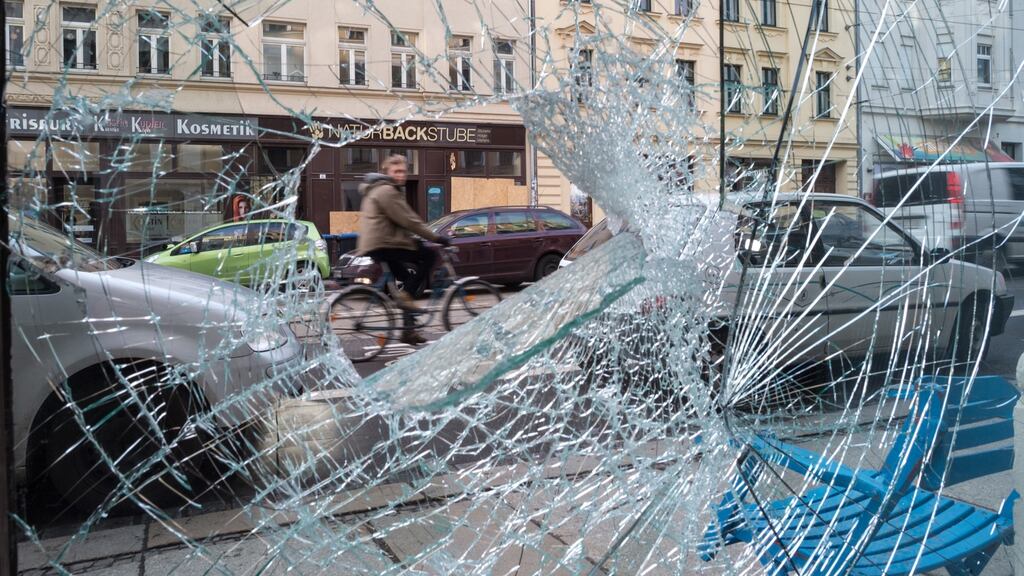 Aftermath of a right-wing riot in Leipzig: recent sex attacks in Cologne have sharpened the discourse about Germany’s open-door immigration policy. Photograph: Jens Schlueter/Getty Images