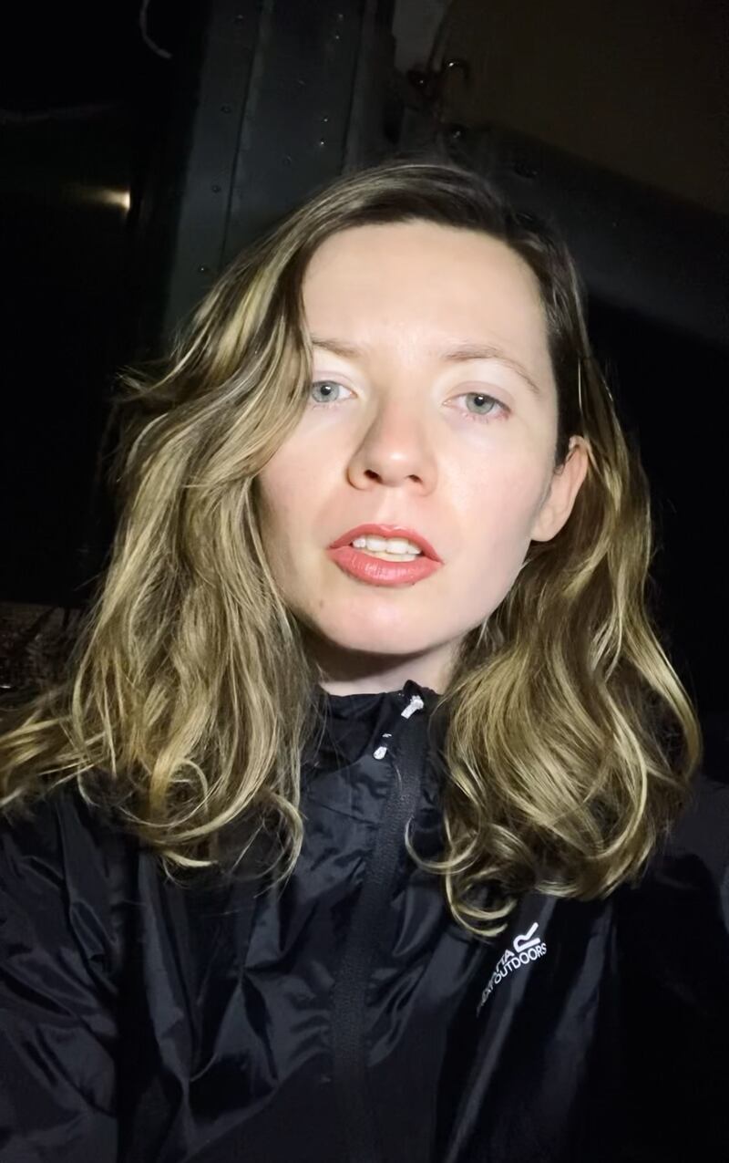 Naoise Dolan aboard a boat as part of the Freedom Flotilla approaching Gaza