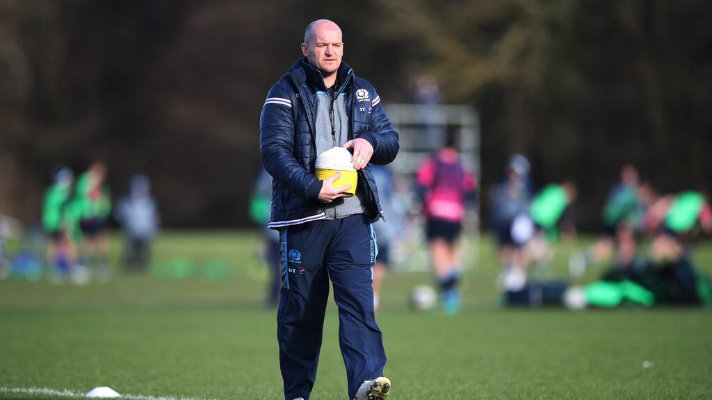 Scotland head coach Gregor Townsend during a training session at the Oriam in Edinburgh. Photograph: Ian MacNicol/Getty Images