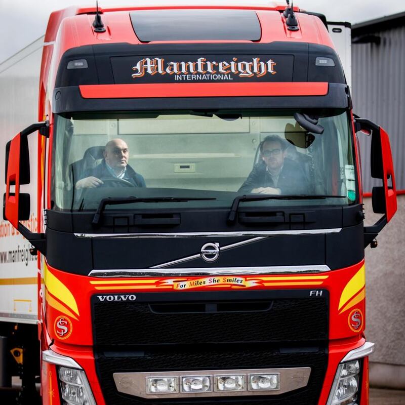 Brexit challenge: haulier Stephen Heasley and Irish Times journalist Simon Carswell. Photograph: Liam McBurney