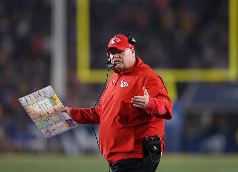 Kansas City Chiefs head coach, Andy Reid: ‘As we’ve done in the past, we handle it within and we handle it with the person affected’ Photograph: Sean M Haffey/Getty