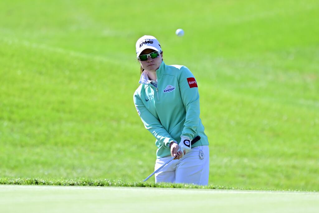 Ireland's Leona Maguire chips on to the 12th green during the first round of the Hilton Grand Vacations Tournament of Champions at Lake Nona Golf & Country Club in Orlando, Florida. Photograph: Julio Aguilar/Getty Images