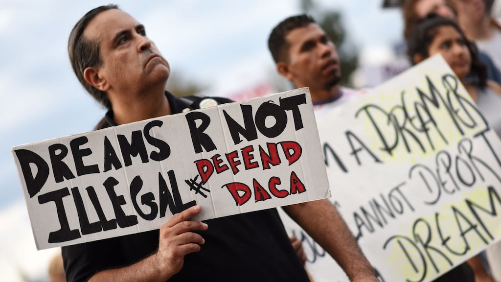 A protest at efforts by the Trump administration to phase out DACA, which gives certain rights to immigrants who arrived in the US as children without proper papers before January 1st, 2007. Photograph: Getty Images