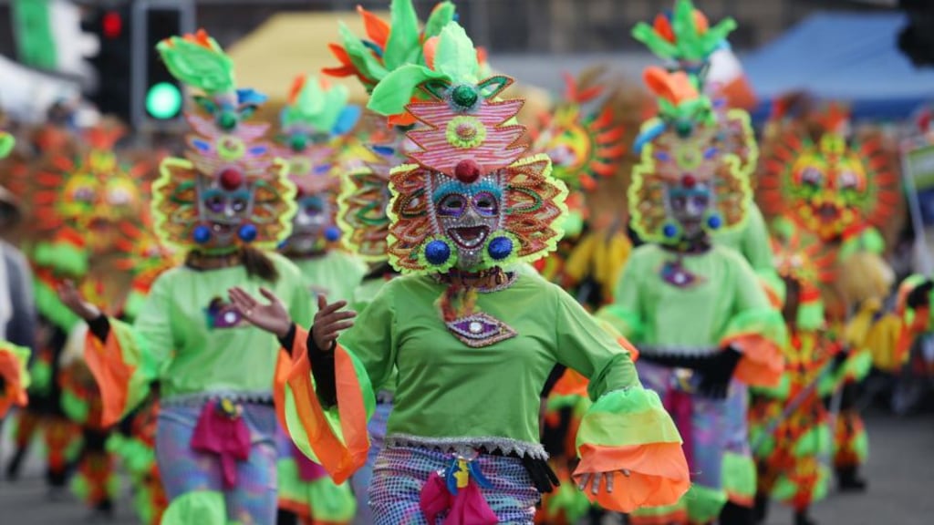 Members of Filipino Cork Community dancing at the St Patrick’s Day parade in Cork City. Photograph: Clare Keogh