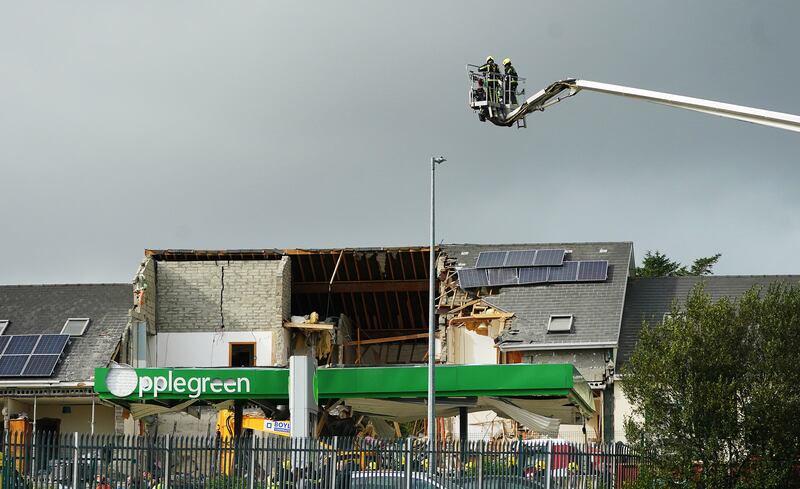 Emergency services at the scene of the explosion at Applegreen service station in the village of Creeslough. Photograph: Brian Lawless/PA Images
