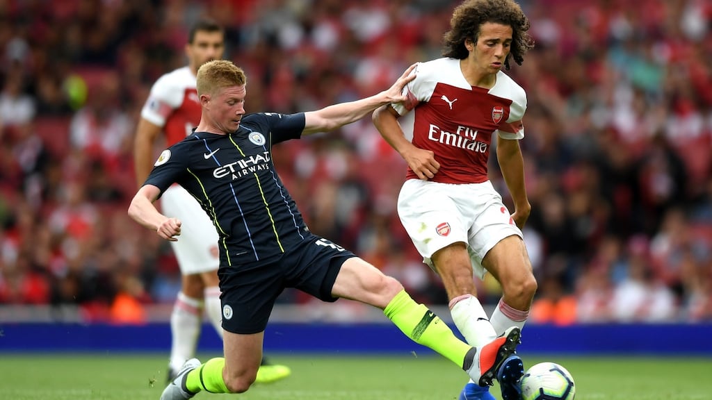 Kevin De Bruyne is facing a spell on the sidelines after injuring his knee in training. Photograph: Shaun Botterill/Getty