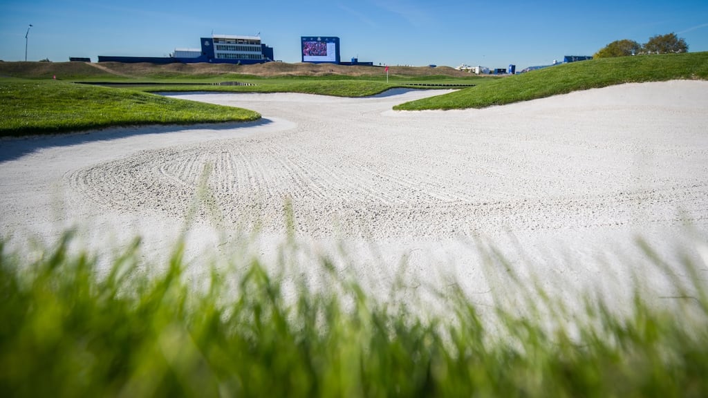 A view of a bunker at Le Golf National. Photograph: Oisin Keniry/Inpho