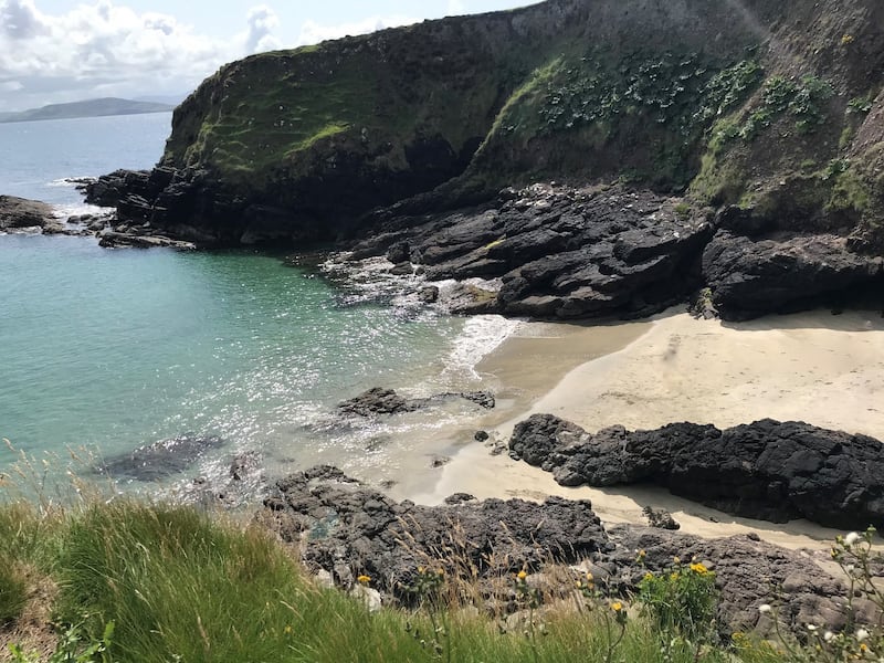 The sandy cove beneath Granuaile’s fortress, Clare Island. Photograph: Gráinne Lyons