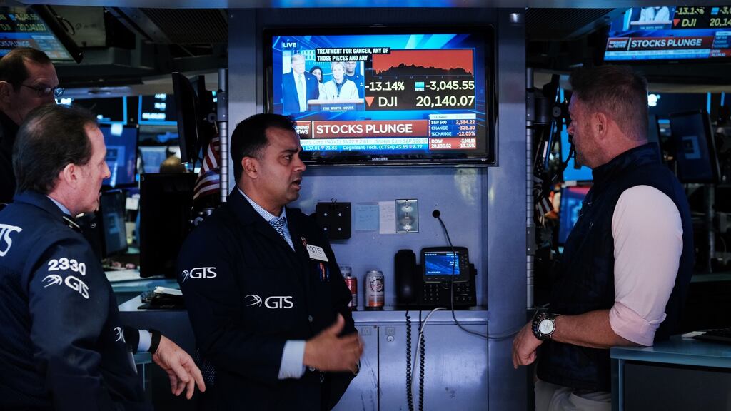 The New York Stock Exchange. Wall Street rebounded on Tuesday following its steepest declines since the 1987 crash. Photograph: Spencer Platt/Getty Images