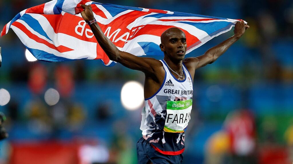 Major success: Britain’s Mo Farah celebrates winning the men’s 10,000m final at the Olympic Games in Rio de Janeiro. Photograph: Owen Humphreys/PA Wire