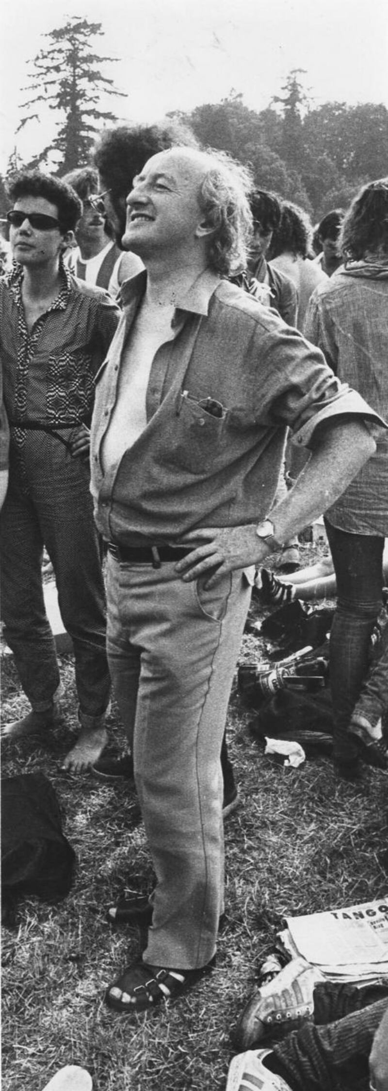 Michael D rocks the open-shirt look at the Bob Dylan concert in Slane Castle in July 1984. Sure you’d think he was in the band. Photograph: Terry Thorp