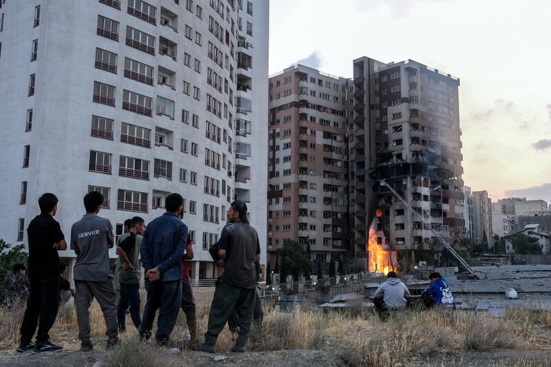 A damaged residence compound in Tehran. Photograph: Arash Khamooshi/The New York Times