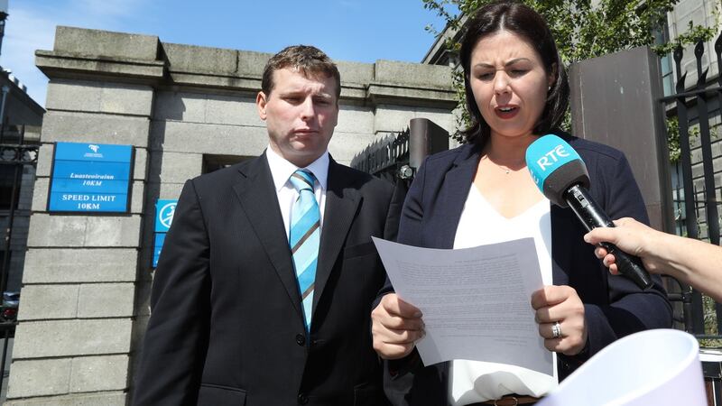 Padraig and Annette Leane outside the Four Courts on Tuesday. Photograph: Collins Courts