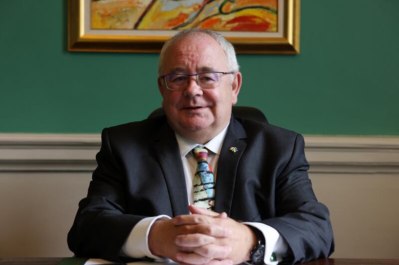 Ceann Comhairle Seán Ó Fearghaíl in his office. Photograph: Laura Hutton