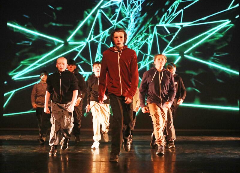 Members of Belfast Boys at Unanimous 2024, annual all-Ireland youth dance showcase of DU Dance (NI). Belfast Boys will be taking part in Shift. Photograph: Jim Corr