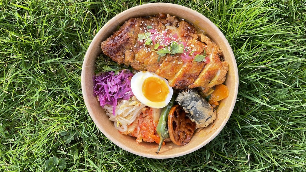 A chicken rice bowl from Jaru’s takeaway menu