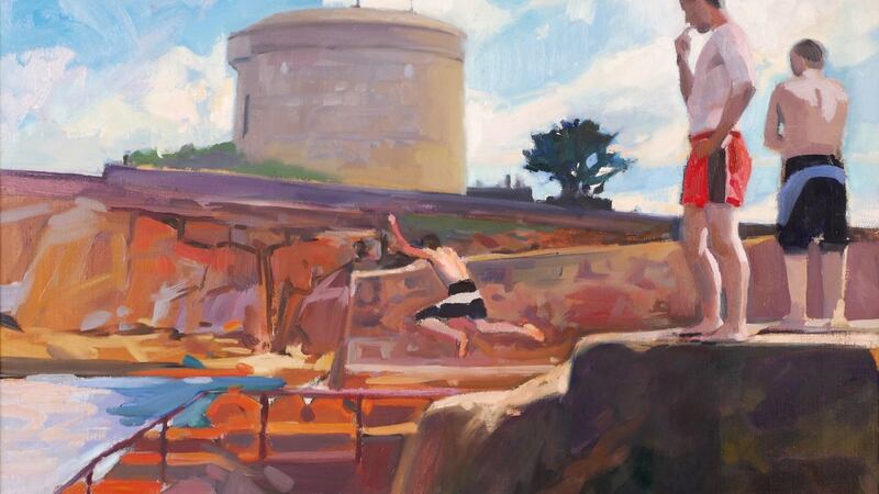 The Forty Foot, Sandycove, Co Dublin 2006 by Oisín Roche (€800-€1,200); in Whyte’s Summer Art Auction on Monday, July 17th