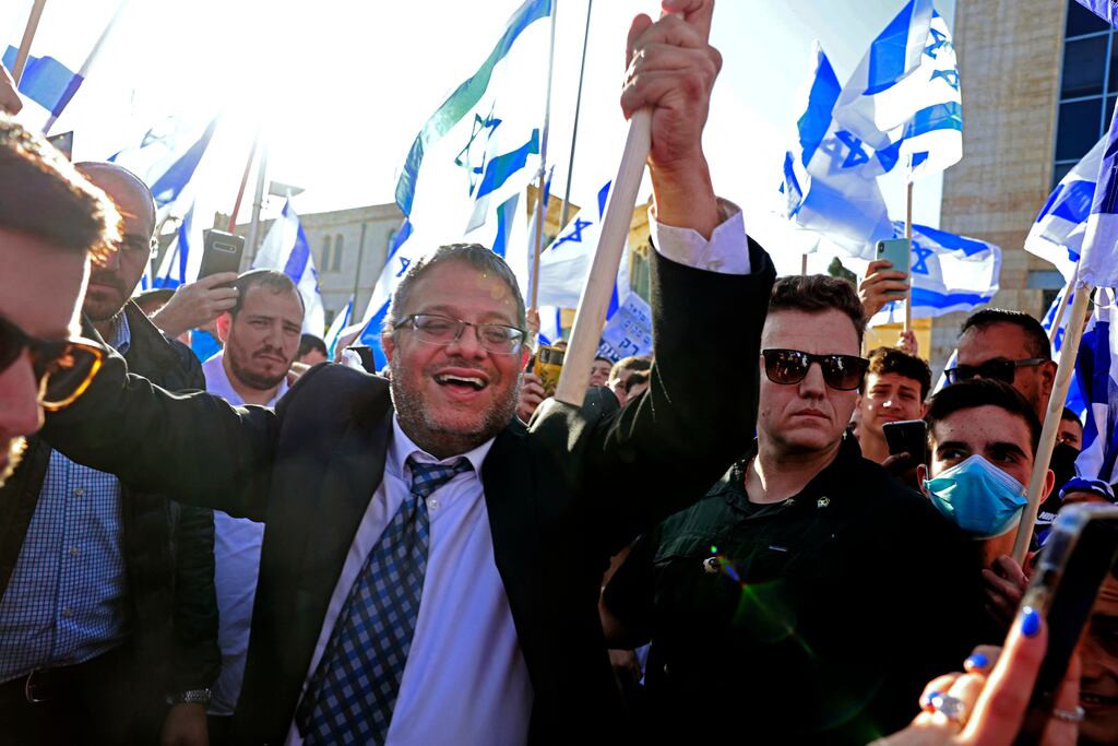 Itamar Ben-Gvir, leader of the Otzma Yehudit (Jewish power) party, has said he will not sit in a coalition where Arab parties are represented. Photograph by Menahem Kahana/Getty Images