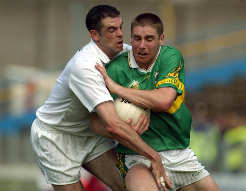 Dermot Earley of Kildare tackles Darragh Ó Sé during the football qualifiers in 2002. 'The one thing everyone knew at the time was that the qualifier system wasn’t going anywhere.' Photograph: Morgan Treacy/Inpho
