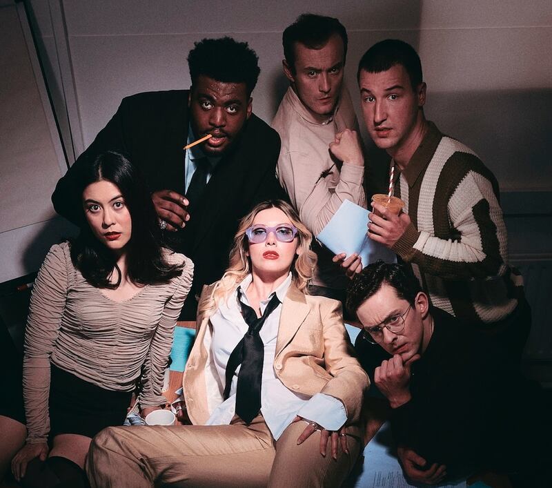 Brigid Leahy (left) with the cast of A Misanthrope