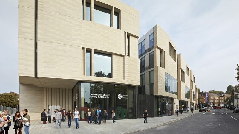 Weekend Review October 2015. Riba Stirling Prize 2015 nominees. Riba publicity shot. University of Greenwich Stockwell Street building, London, by Irish architectural firm Heneghan Peng