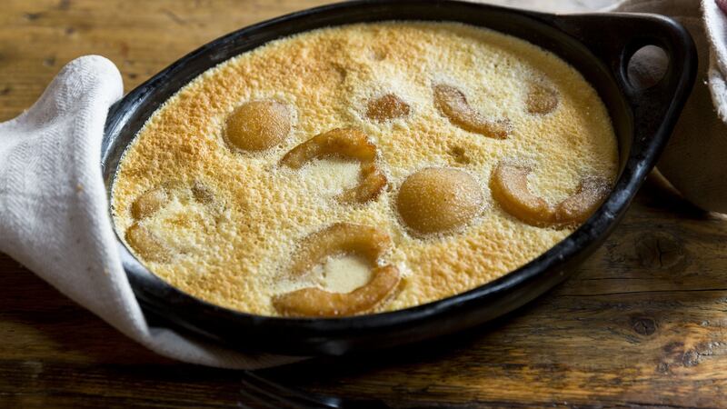Pear clafoutis. Photograph: Emma Jervis