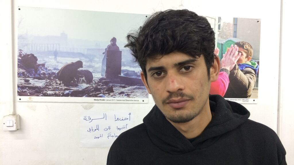 Muhammed Usman (18) from Pakistan at a migrant aid centre in Belgrade after being caught and sent back from the Serbia-Croatia border. Photograph: Daniel McLaughlin