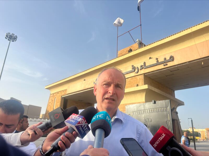 Tánaiste Micheál Martin at the Rafah border crossing. Photograph: Sarah Burns
