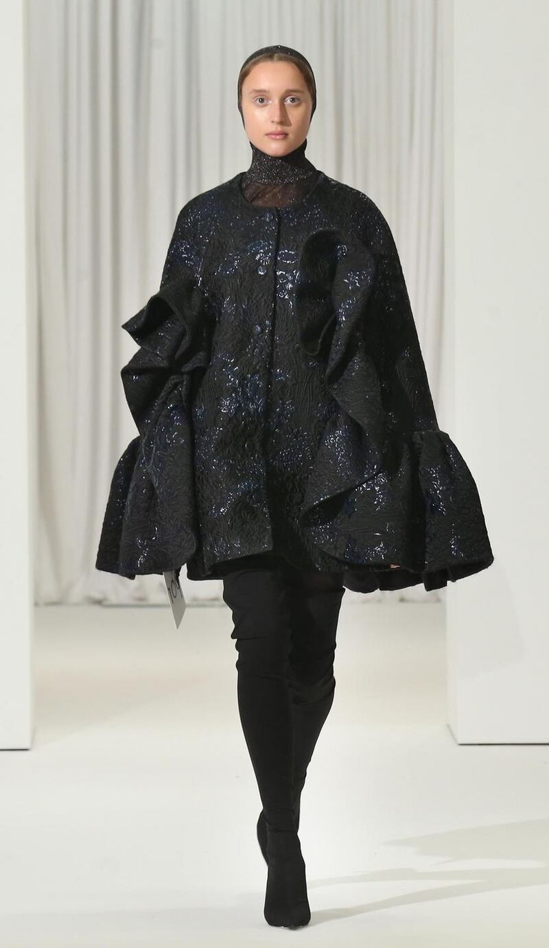 Black trapeze coat by Delpozo