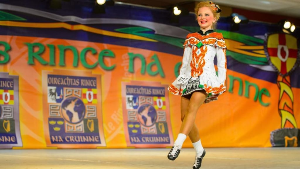 A dancer competing in the World Irish Dancing Championships in London. Photograph: Dominic Lipinski/PA Wire