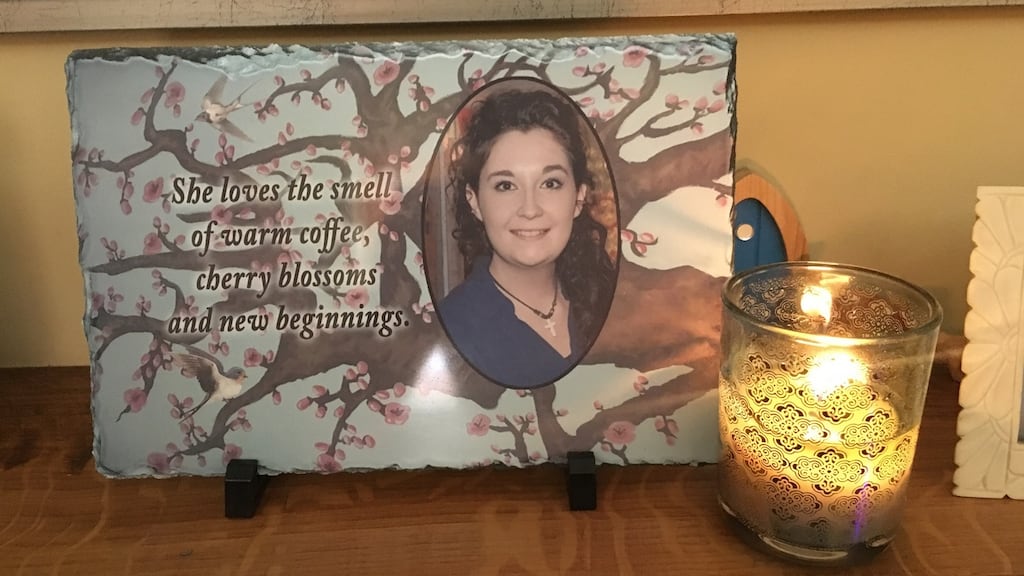 Memorial plaque to Niamh Doyle in her sister Louise’s home. “My story comes from love,” says Louise. “It’s not to slate anybody – to slate the gardaí or the girl. It’s just a story that I’m telling. Niamh deserves it.” Photograph: Peter Murtagh