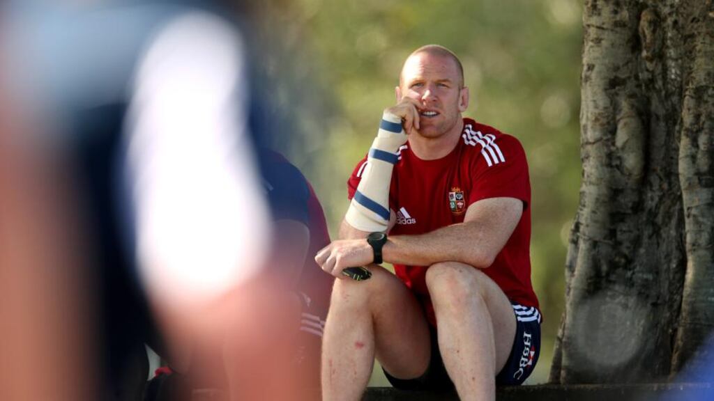 Paul O’Connell watches a training session during the recent British and Irish Lions tour