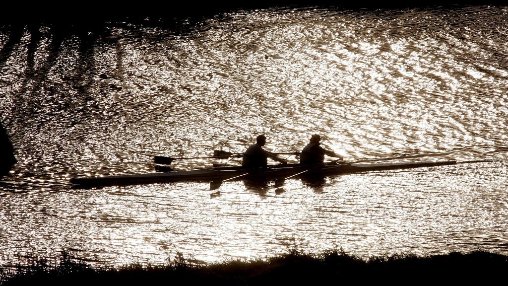Winter rowing on the River Liffey in Dublin. Photograph: Alan Betson
