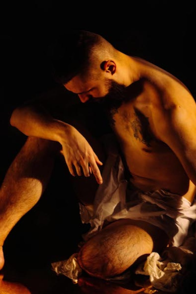 Ukrainian soldier Stanislav Dekhtiar, who lost his right leg in Russian shelling near Bakhmut last August. Photograph: Marta Syrko.