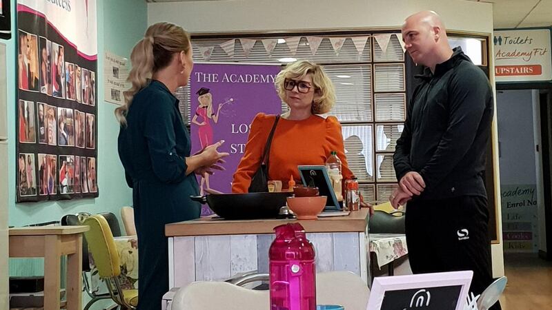 Sonya Lennon (centre) with Karen and Frank Daly on Strictly Business