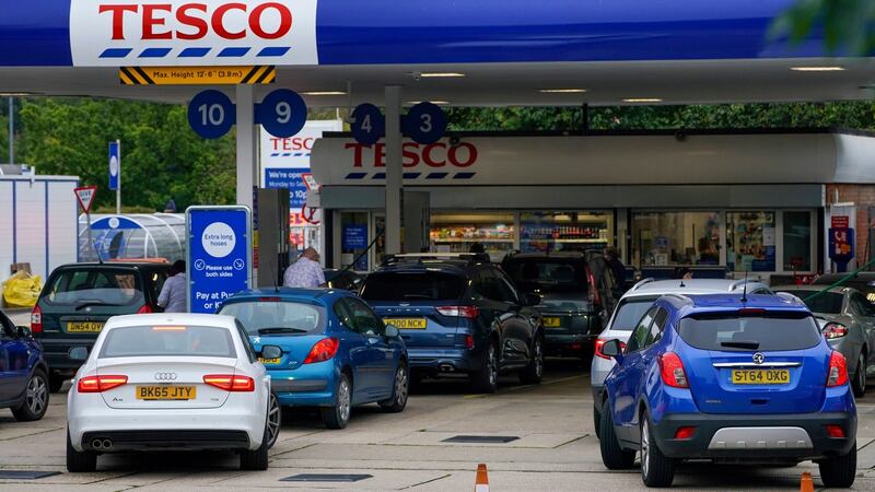 Motorists queue for fuel at a Tesco Petrol Station in Berkshire in late September. The group is the largest fuel retailer in the UK. Photograph: Steve Parsons/PA Wire