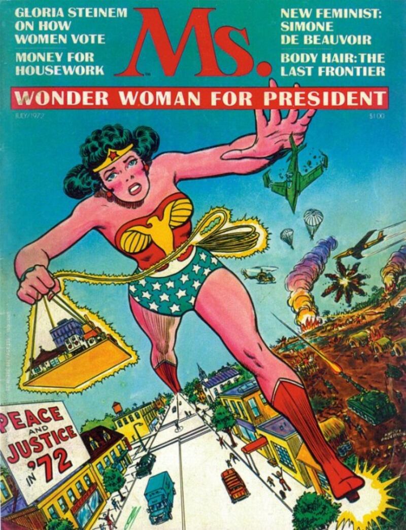 The fist cover of feminist magazine 'Ms' from 1972, featuring Wonder Woman