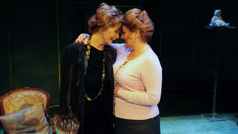 Edna O’Brien in The Gaiety Theatre, Dublin with actor Brenda Blethyn during a photocall for her play Haunted in 2010. Photograph: Aidan Crawley