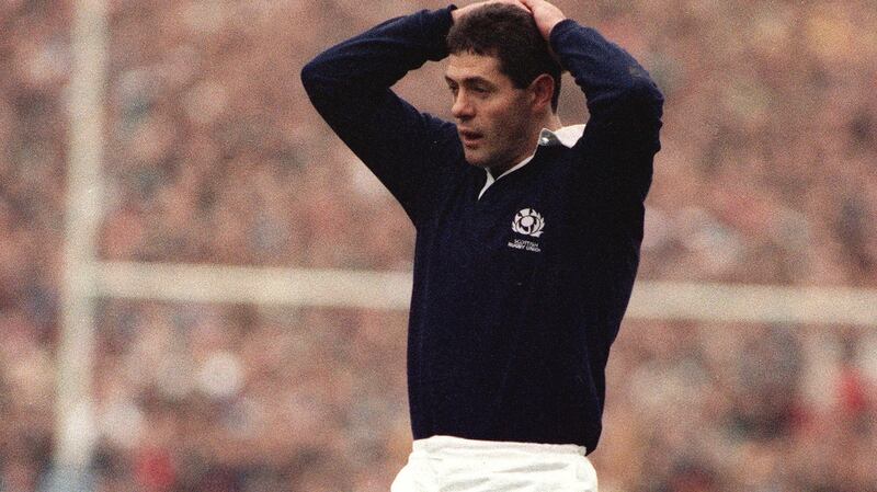 Gavin Hastings after missing a penalty against England in the 1991 RWC semi-finals. Photograph: Russell Cheyne/Allsport