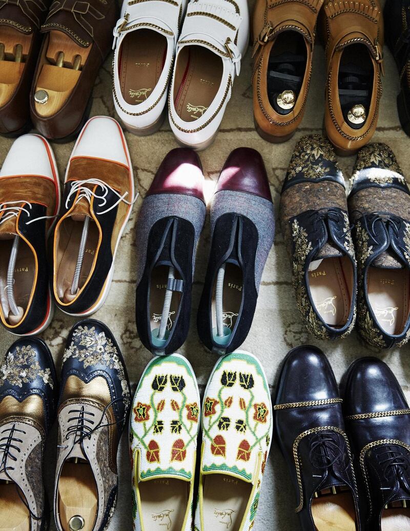 Shoes in the home of designer Christian Louboutin. Photograph: Simon Watson
