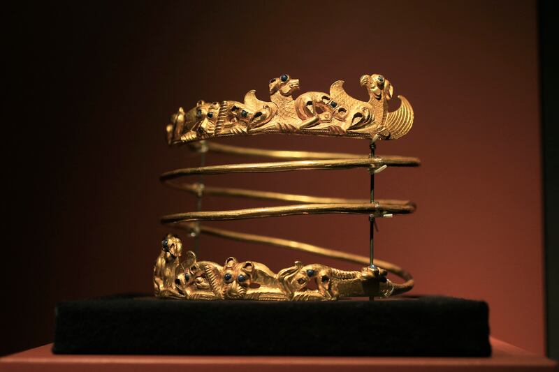 A spiralling torque from the second century AD on display at the Allard Pierson historical museum in Amsterdam in 2014. Photograph: Peter Dejong/AP