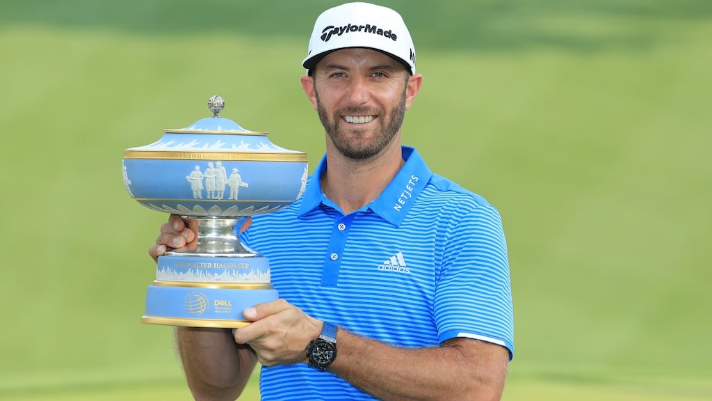 Dustin Johnson beat John Rahm by a hole to win the WGC Match Play in Texas. Photograph: Richard Heathcote/Getty
